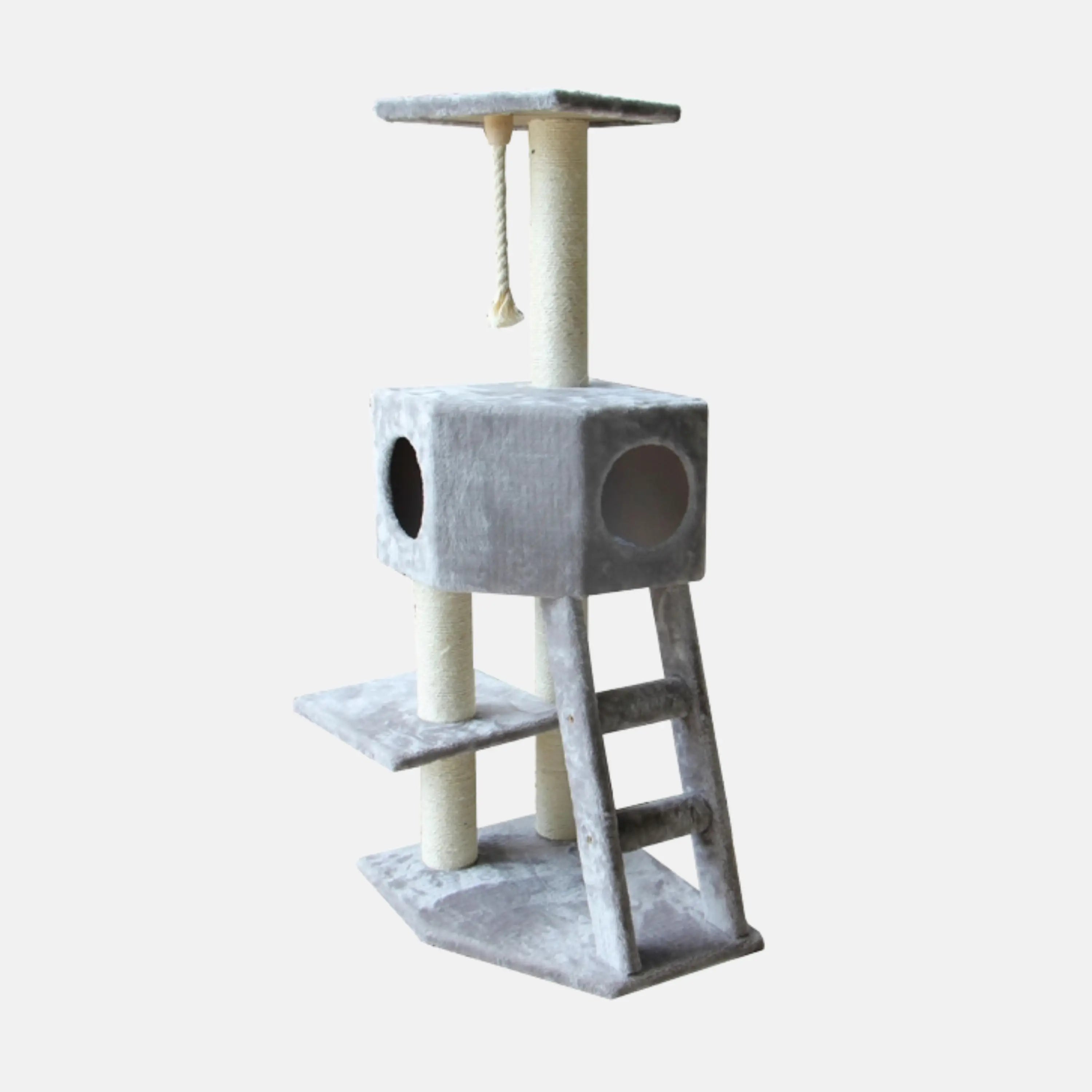 Das Bild zeigt den EBI Kratzbaum Cassictree Rover in der Farbe Grau. Der Kratzbaum hat die Maße  50 x 40 x 120 cm.