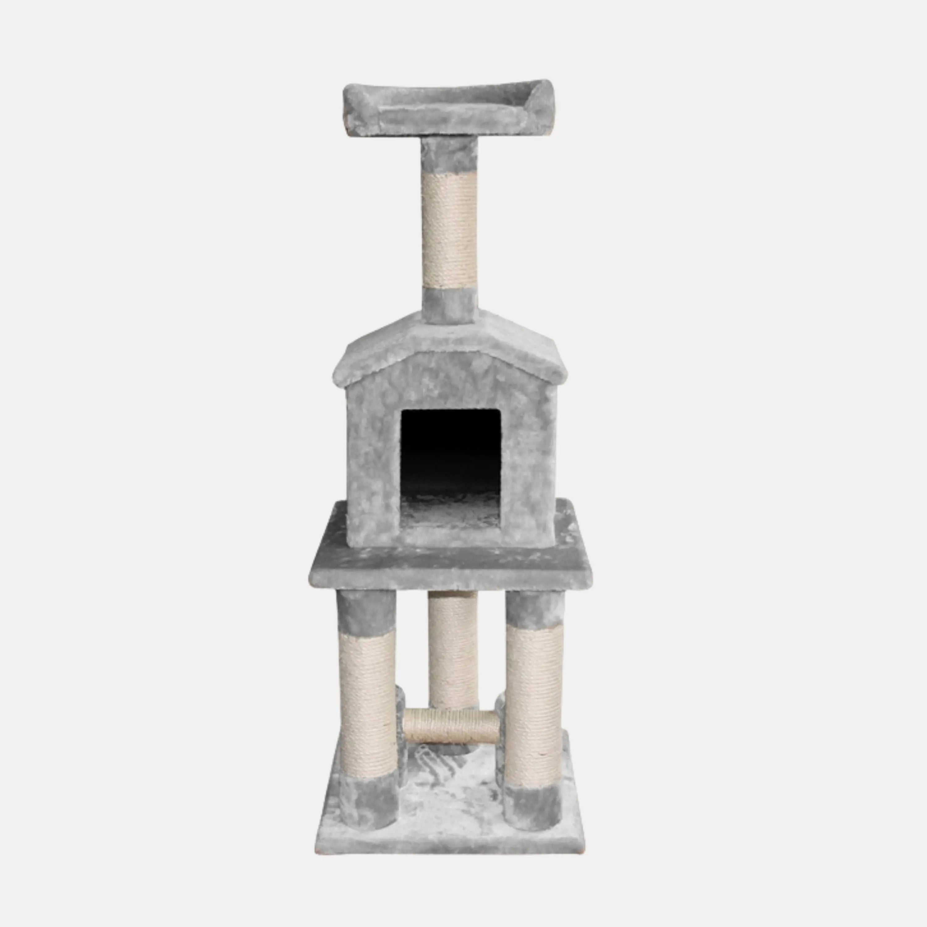 Das Bild zeigt den EBI Kratzbaum Classictree Ceylan in der Frau Grau aus der Frontansicht. Der Kratzbaum hat die Maße 40 x 40 x 108 cm.