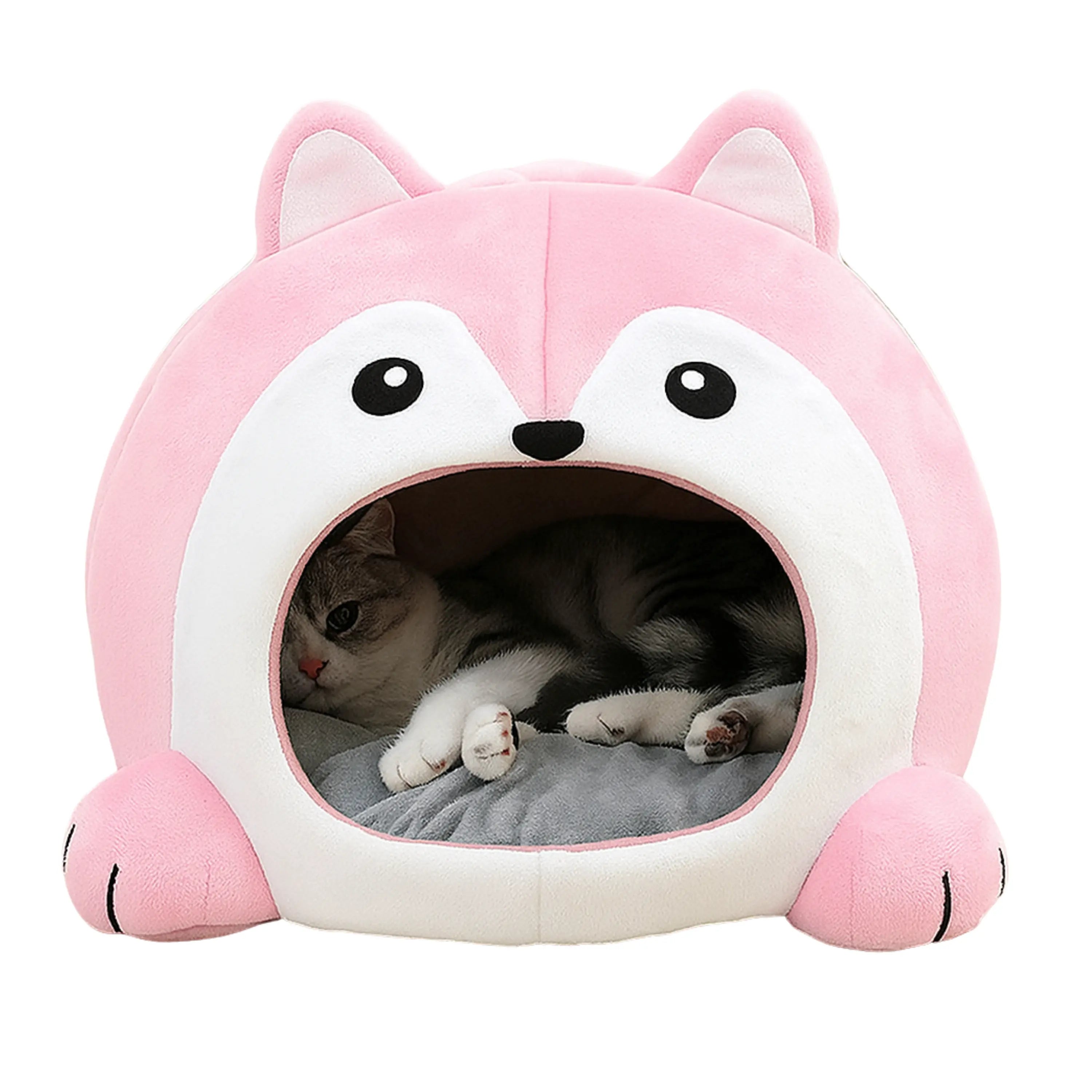 Das Bild zeigt die TATZIO Katzenhöhle Cozy in der Farbe Pink. Die Katzenhöhle ist geeignet für Katzen und kleine Hunde. 