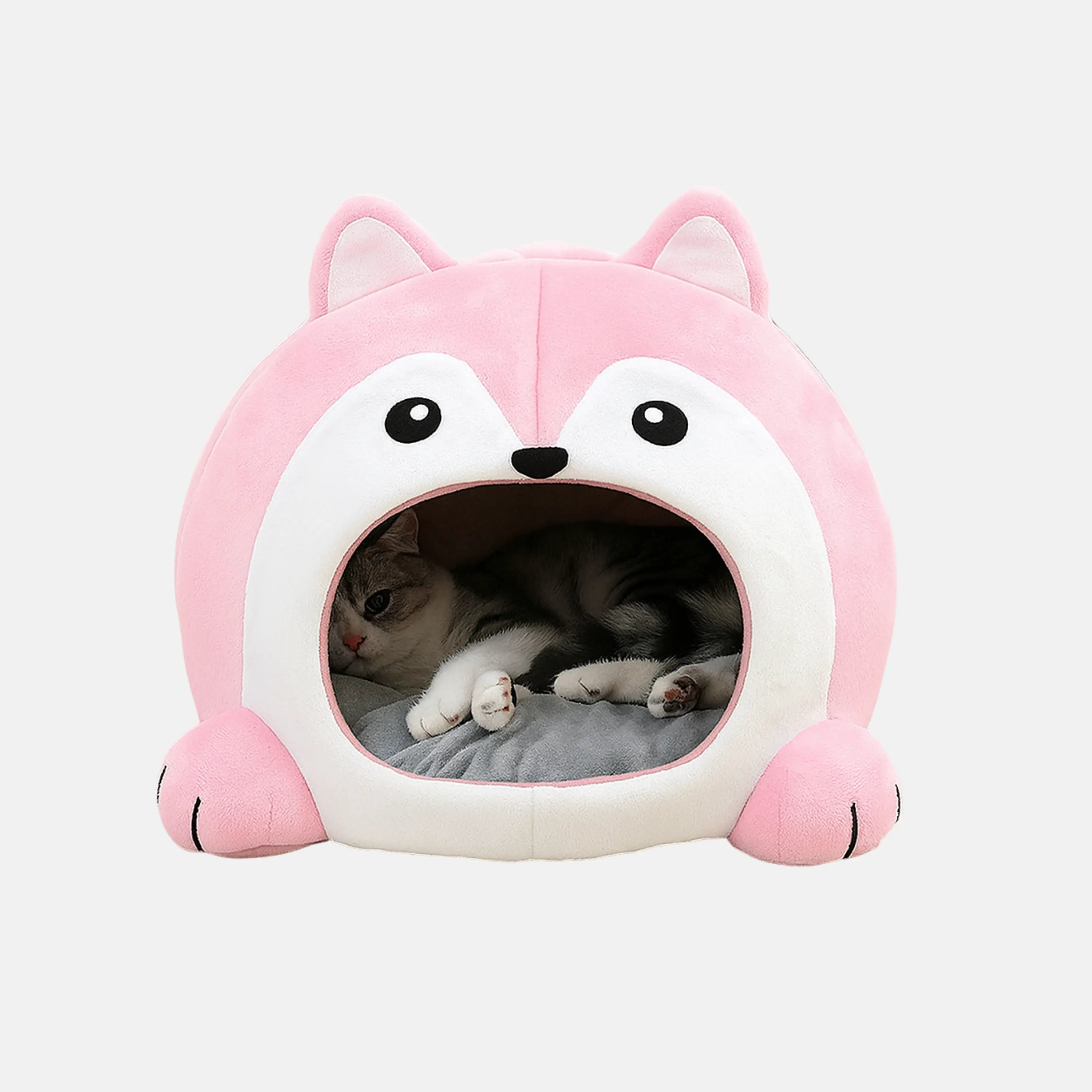 Das Bild zeigt die TATZIO Katzenhöhle Cozy in der Farbe Pink. Die Katzenhöhle ist geeignet für Katzen und kleine Hunde. 