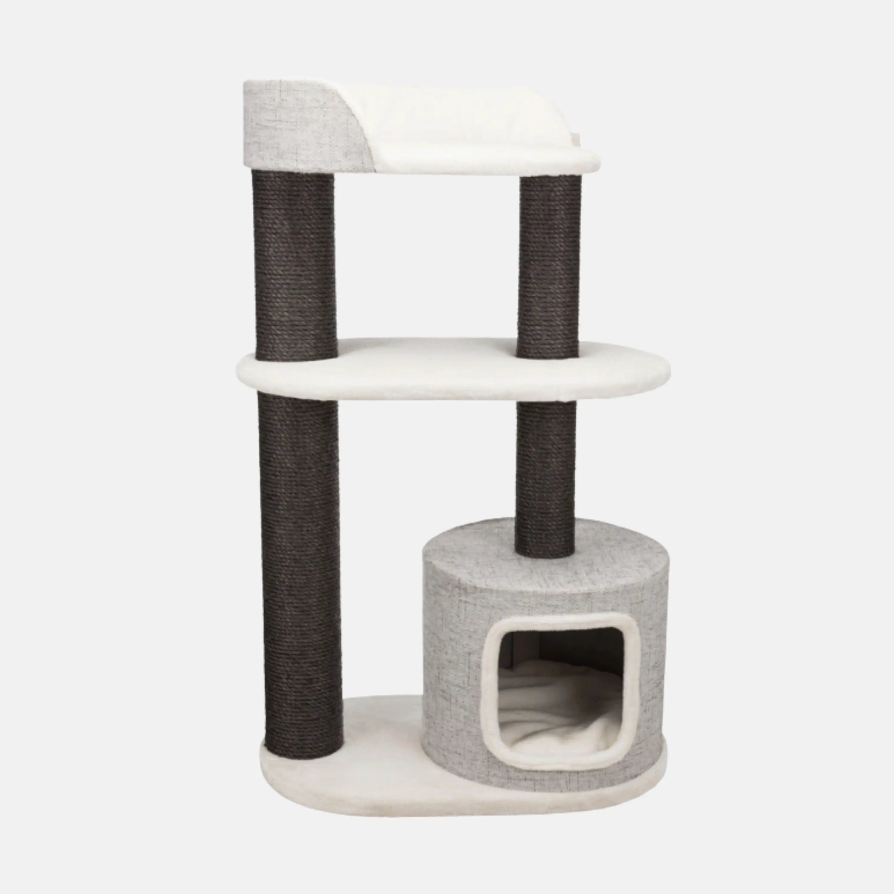 Das Bild zeigt den Trixie Kratzbaum XXL Cara aus der Frontansicht. Durch seine Höhe von 128 cm eignet er sich besonders für große Katzen. 