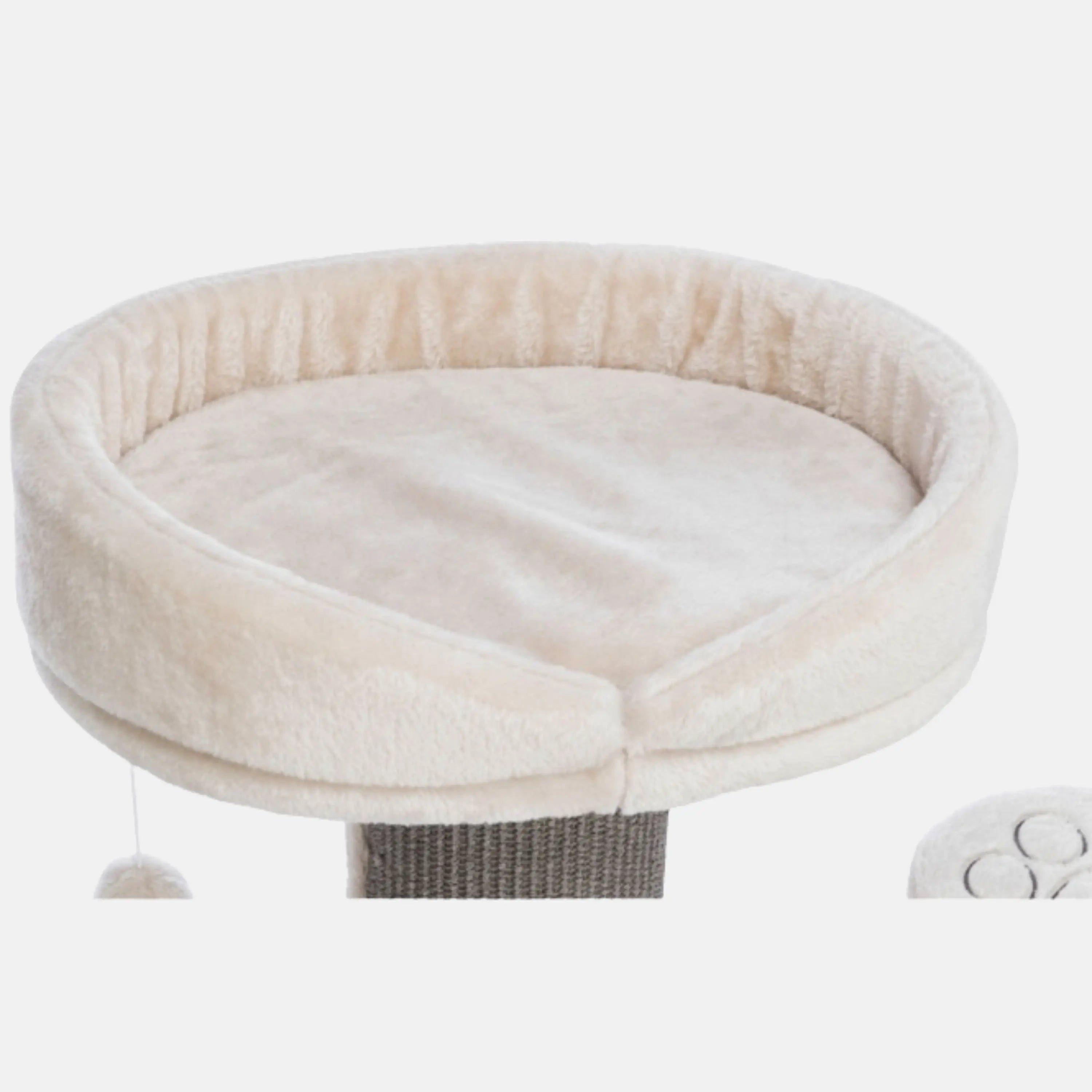 Das Bild zeigt die Liegefläche vom Trixie Senioren Kratzbaum Emil in Lichtgrau.