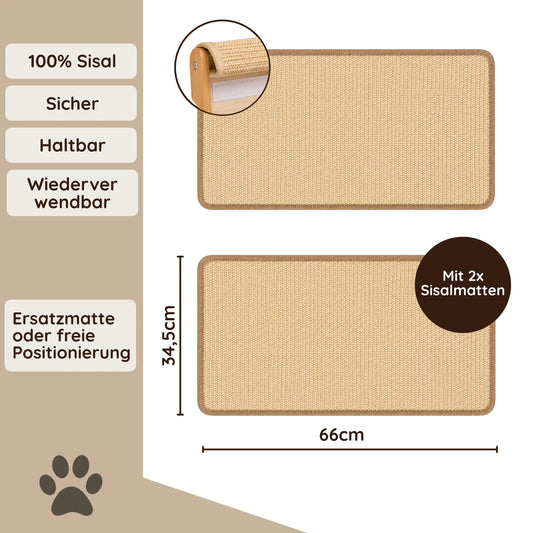 TATZIO Sisalmatte 66x34,5 cm aus 100% Sisal – sicher, haltbar, Ersatzmatte inklusive.