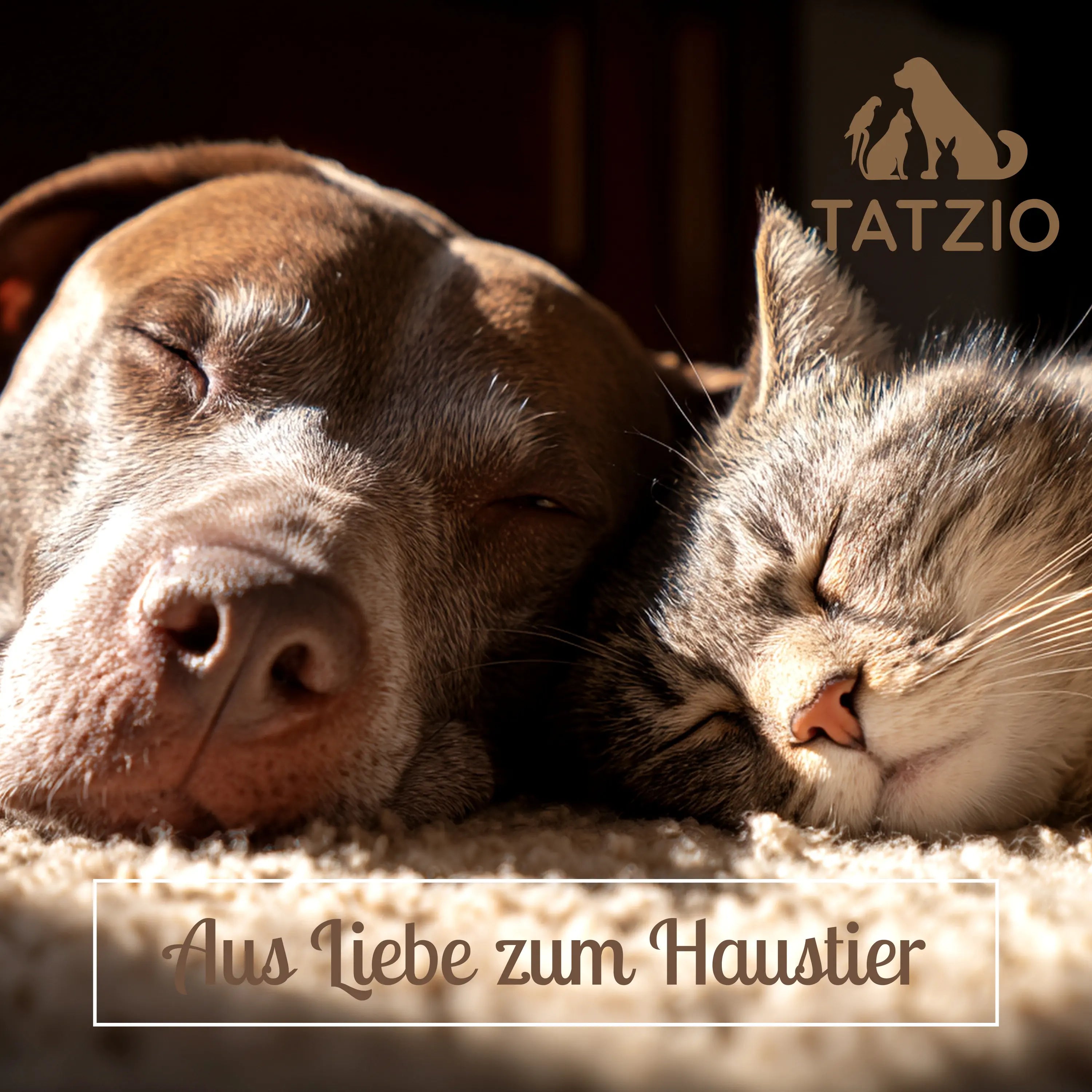 TATZIO Kratzbrett Katze – Hund und Katze schlafen gemeinsam, Aus Liebe zum Haustier.