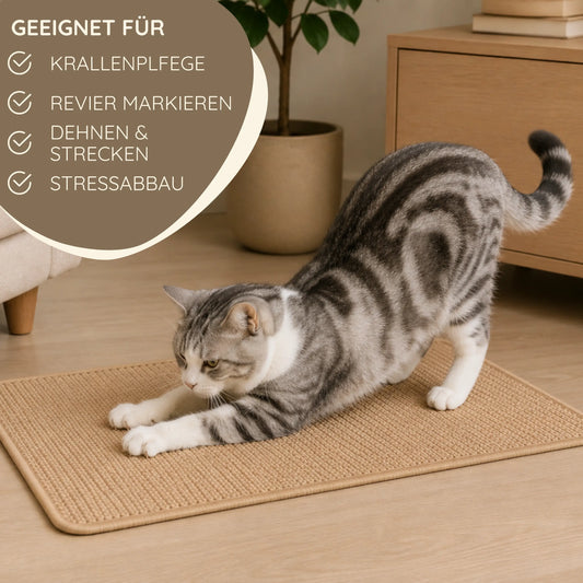 Sisalmatte für Katzen – geeignet für Krallenpflege, Dehnen, Strecken und Stressabbau.